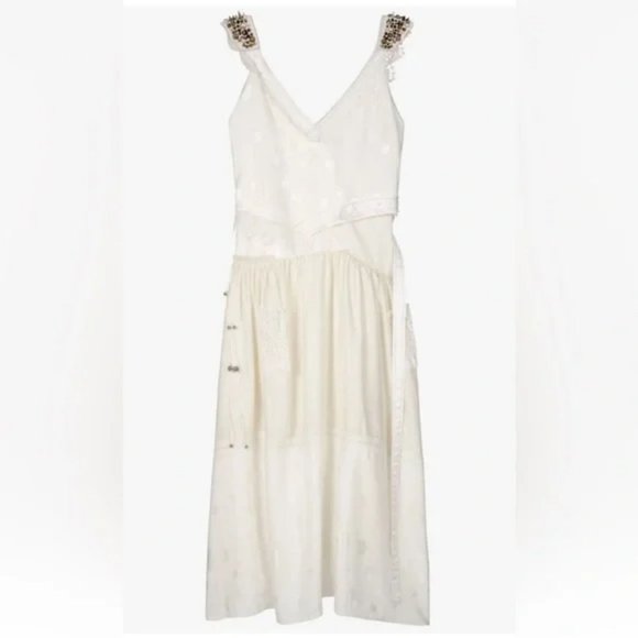 ZARA ATELIER OYSTER WHITE STUDDED BEADED DRESS LIMITED EDITION - Picture 9 of 11